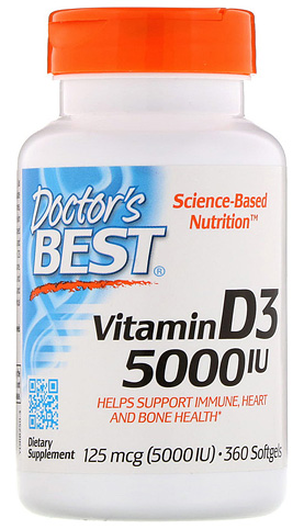 Витамин Д3 5000 МЕ Doctor's Best (180 капс)
