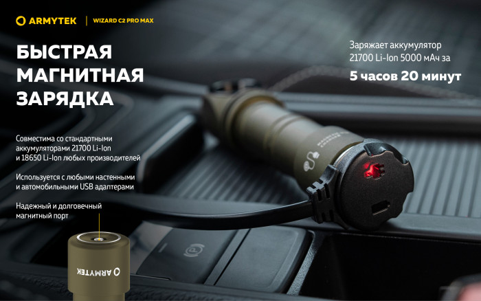 Фонарь Armytek Wizard C2 Pro Max Olive Белый