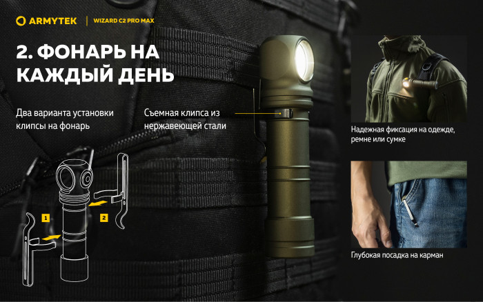 Фонарь Armytek Wizard C2 Pro Max Olive Белый