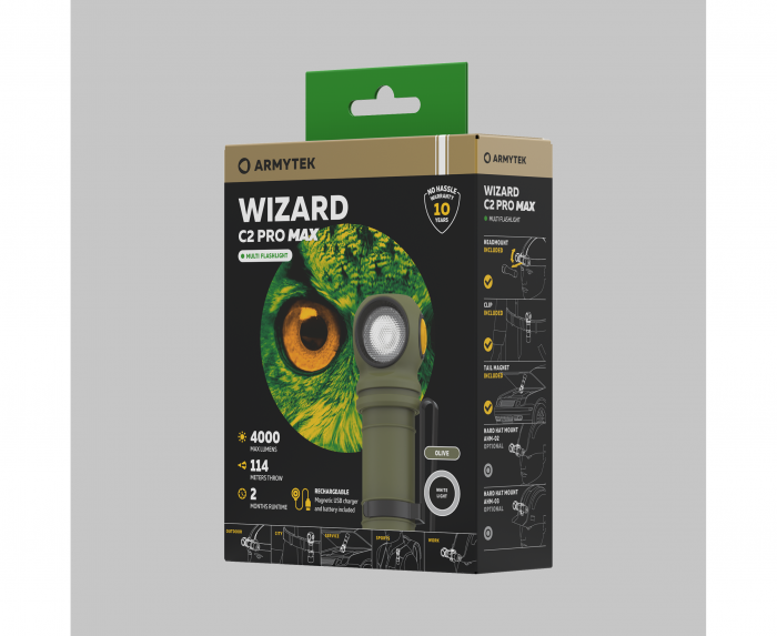 Фонарь Armytek Wizard C2 Pro Max Olive Белый