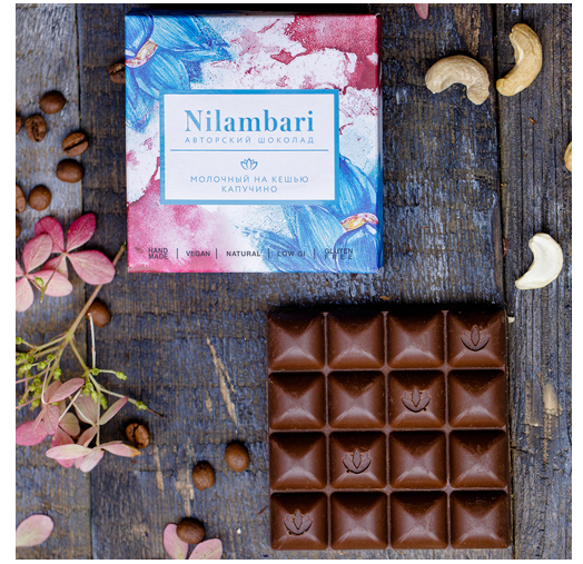 Веган Шоколад Nilambari молочный на кешью Капучино (65 г)