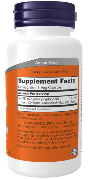 5-HTP 100 мг (5-гидрокситриптофан) 60 вег. капсул NOW