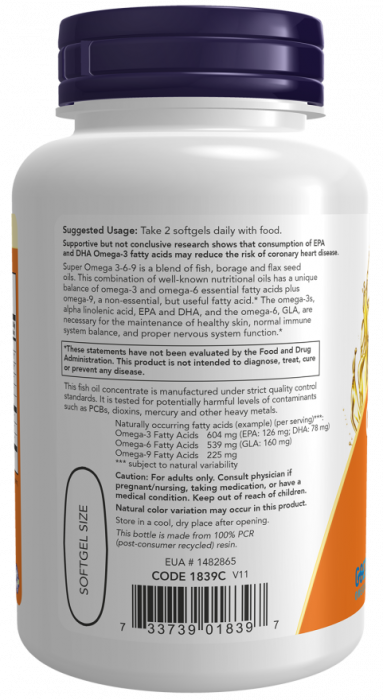 NOW Super Omega 3-6-9 1200 мг (90 кап)