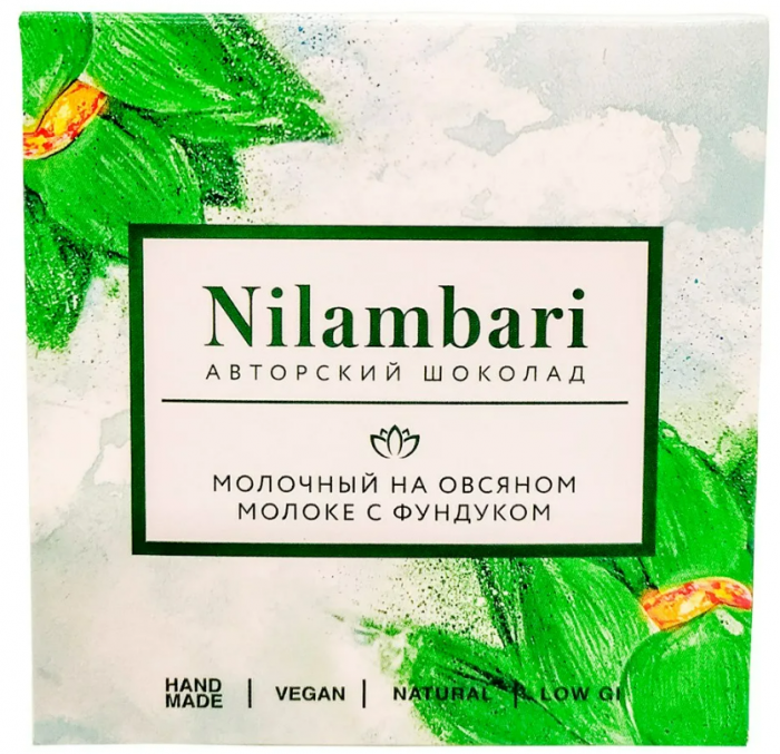 Веган Шоколад Nilambari молочный на овсяном молоке с фундуком (65 г)