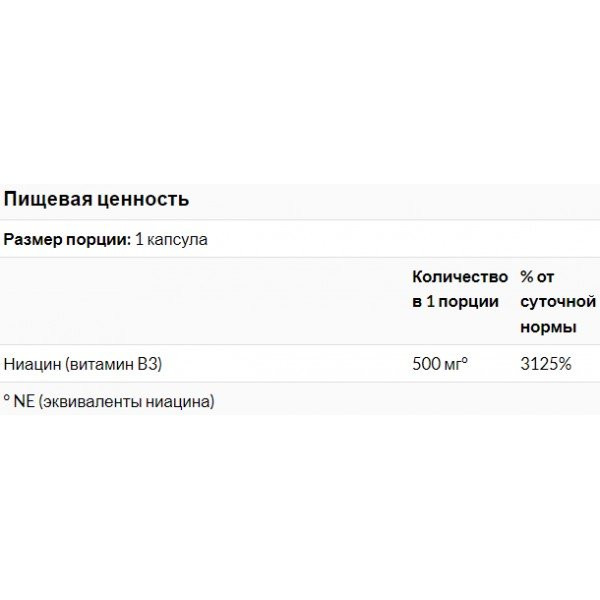 Vitamin B3 500 мг LIFE Extension (100 капс)
