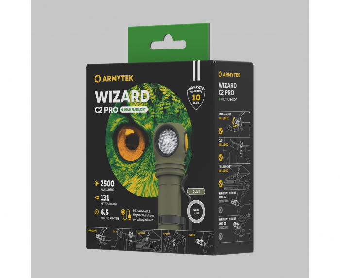Фонарь Armytek Wizard C2 Pro Olive Белый
