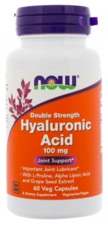 Hyaluronic Acid (гиалуроновая кислота) 100 mg 2x Plus 60 капсул NOW Foods