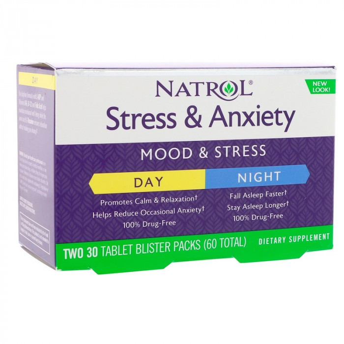 Natrol Stress & Anxiety Day+Nite (60 табл)