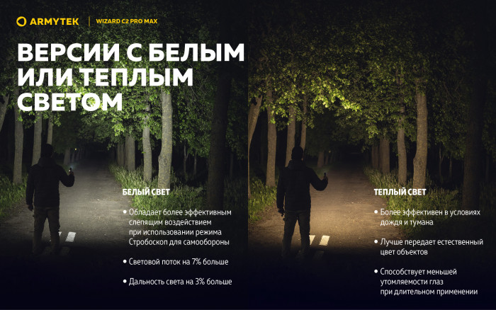 Фонарь Armytek Wizard C2 Pro Max Белый