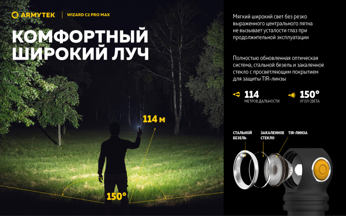 Фонарь Armytek Wizard C2 Pro Max Белый
