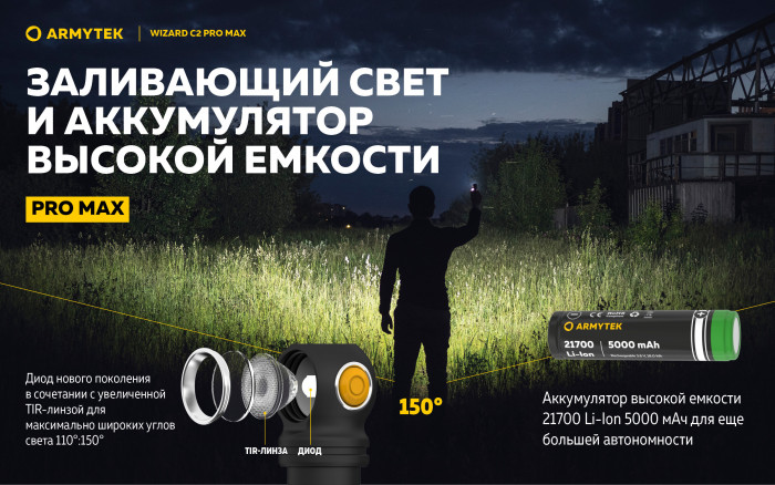 Фонарь Armytek Wizard C2 Pro Max Белый