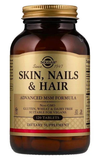 Solgar Кожа, Ногти и Волосы, улучшенная рецептура с МСМ (120 таблеток)