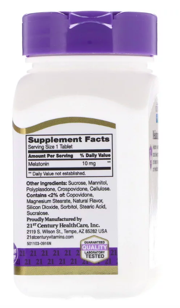 21st Century Melatonin 10 mg (120 жев табл)