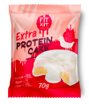 Протеиновое печенье в белой глазури и ванильной начинкой EXTRA PROTEIN CAKE FIT KIT (70 г)