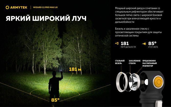 Фонарь Armytek Wizard C2 Pro Max LR Белый
