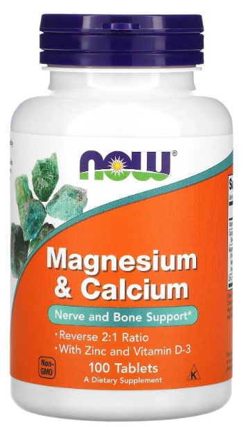 NOW Magnesium-Calcium Witch Vitamin D and Zinc (100 таб)
