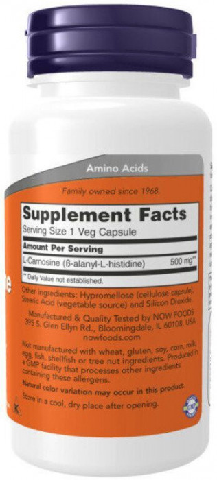 L-Carnosine 500 мг NOW (50 капс)