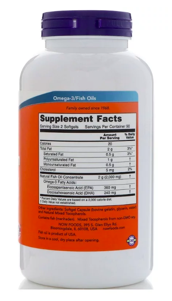 NOW Eco-Sustain Omega 3 EPA180 / DHA120 (180 кап)