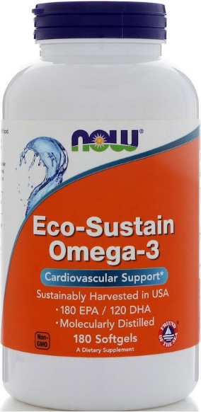 NOW Eco-Sustain Omega 3 EPA180 / DHA120 (180 кап)