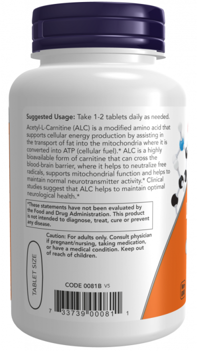 NOW Acetyl L-Carnitine 750 mg 90 таб