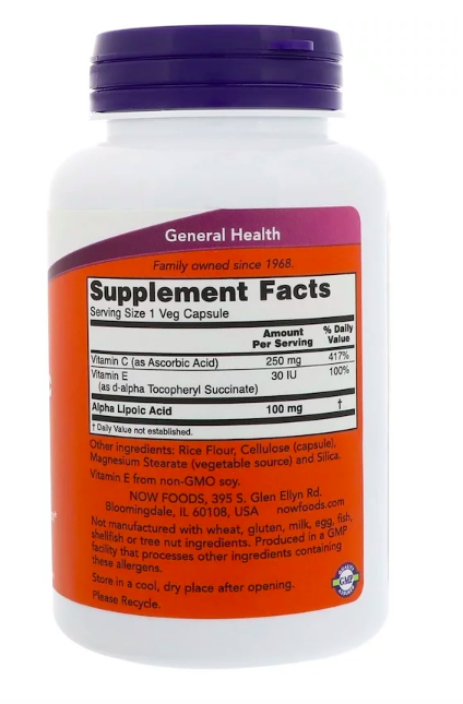 Альфа-липоевая кислота NOW Alpha Lipoic Acid 100 mg (120 капс)