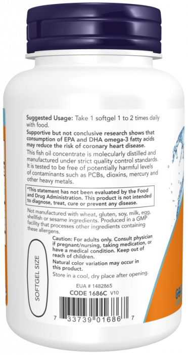 TRI-3D OMEGA (омега, рыбий жир, витамин D) 90 капсул NOW Foods