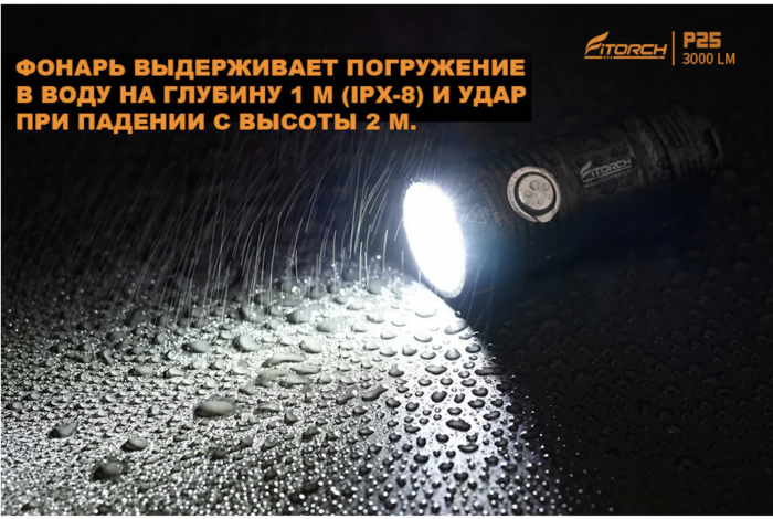 Фонарь FiTorch P25 универсальный компактный (акум. с USB) черный