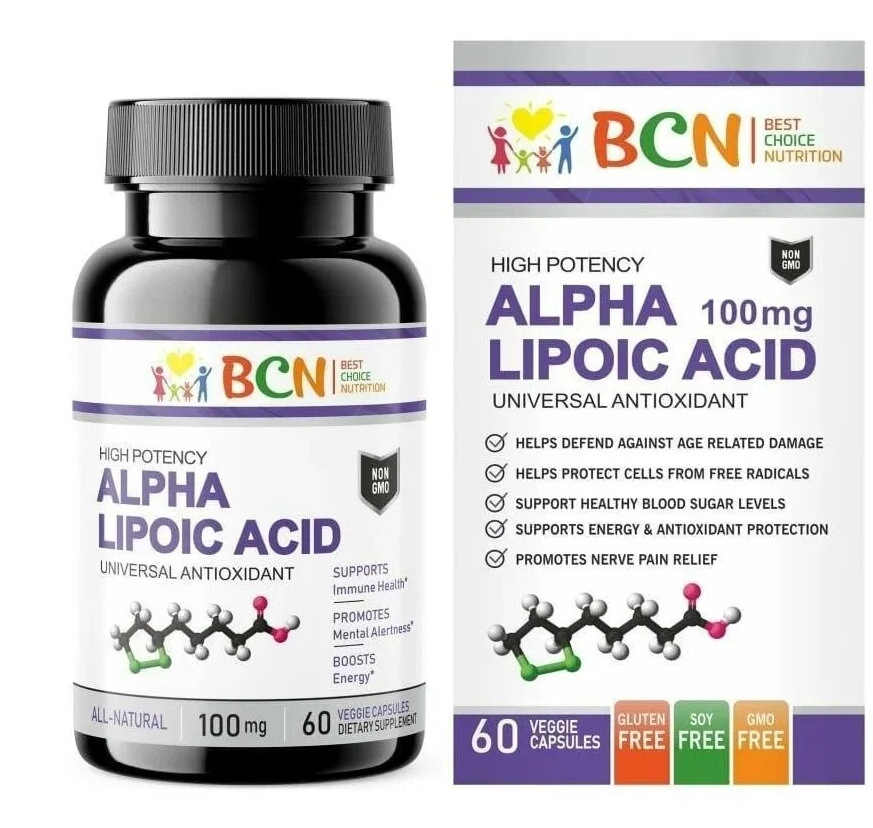 Альфа-липоевая кислота (ALA) Alpha Lipolic Acid 100 мг BCN (60 капс)