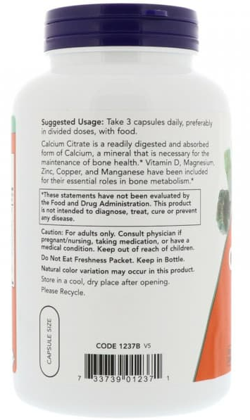 CALCIUM CITRATE PLUS (цитрат кальция) NOW (120 вег капc)