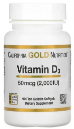 California Gold Nutrition Vitamin D3 2000 МЕ Fish Gelatin Softgels 