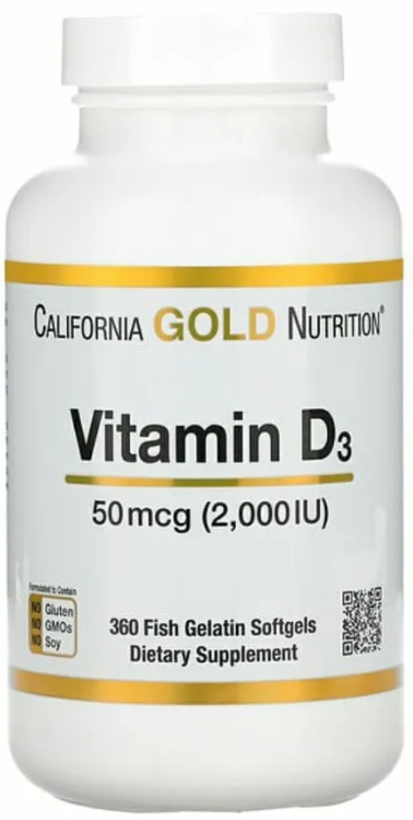 Витамин D3 2000 МЕ California Gold Nutrition (90 капс)