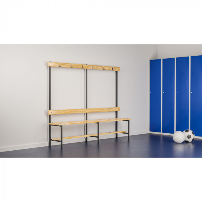 Скамейка с вешалкой для раздевалки (L=2000)