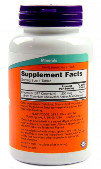 GTF CHROMIUM 200 мкг (хром) 100 таблеток NOW Foods