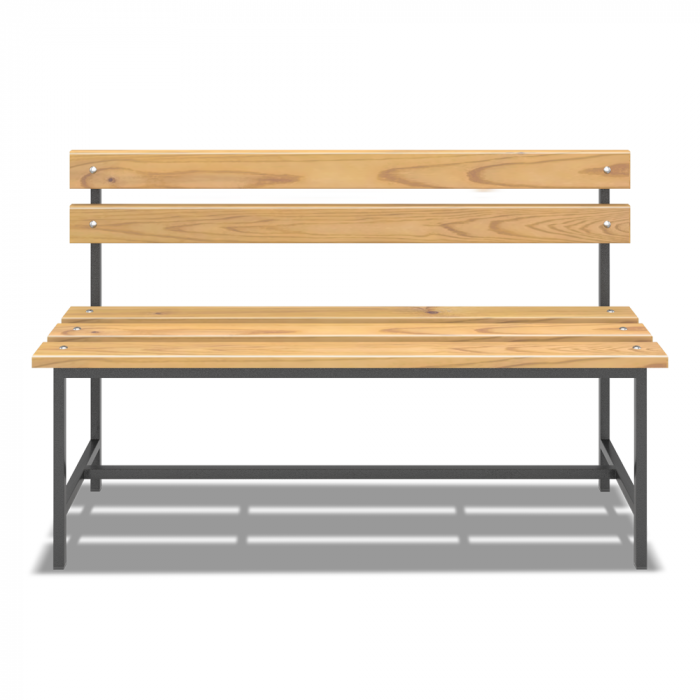 Скамейка для раздевалки жесткая со спинкой (L= 1500мм)