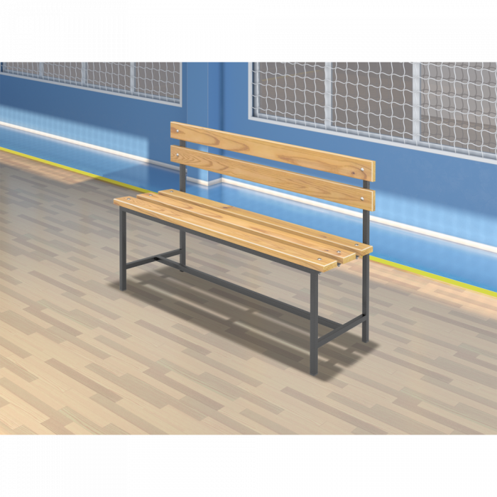 Скамейка для раздевалки жесткая со спинкой (L= 1500мм)