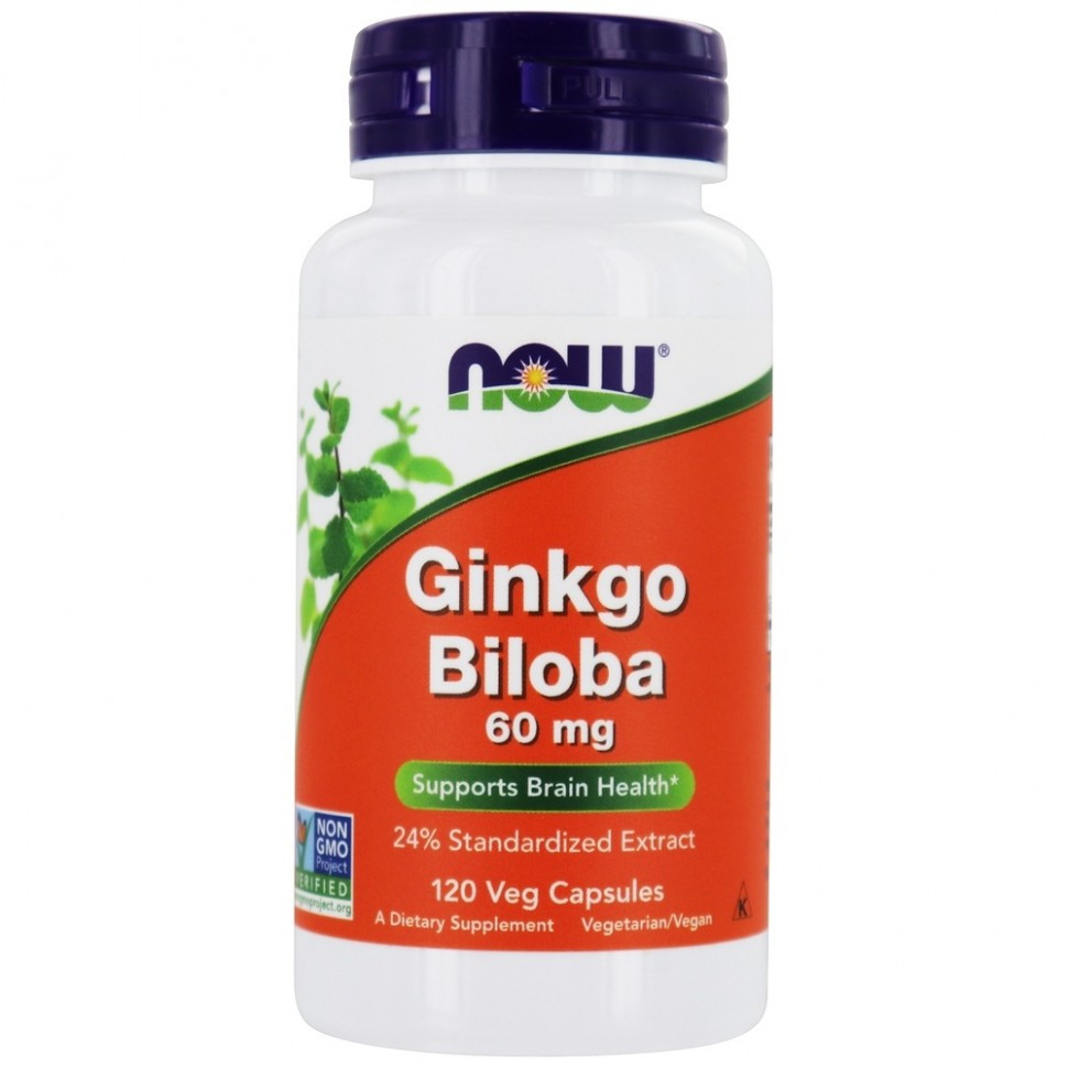 NOW Ginkgo Biloba 60 мг (120 вег капс)