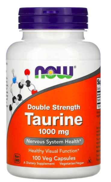 Taurine 1000 мг (таурин) 100 растительных капсул NOW Foods
