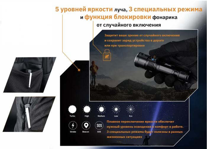 Фонарь FiTorch EC30 туристический компактный (USB зарядка)