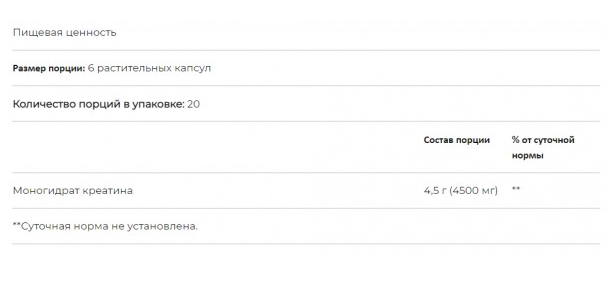 Creatine Monohydrate (Креатин Моногидрат) 750 мг NOW (120 вег капс)