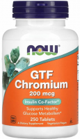 Хром глицинат NOW GTF CHROMIUM 200 мкг (250 табл)