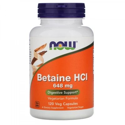 Бетатин 648 мг Betaine HCl NOW (120 капс)
