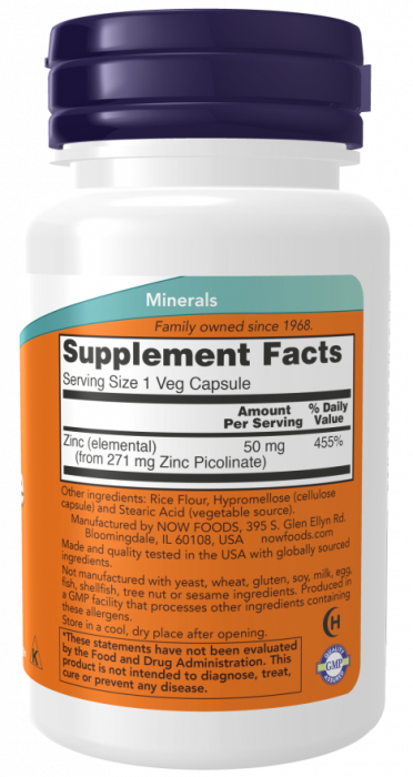 Zinc picolinate 50 мг (цинк пиколинат) 60 растительных капсул NOW Foods