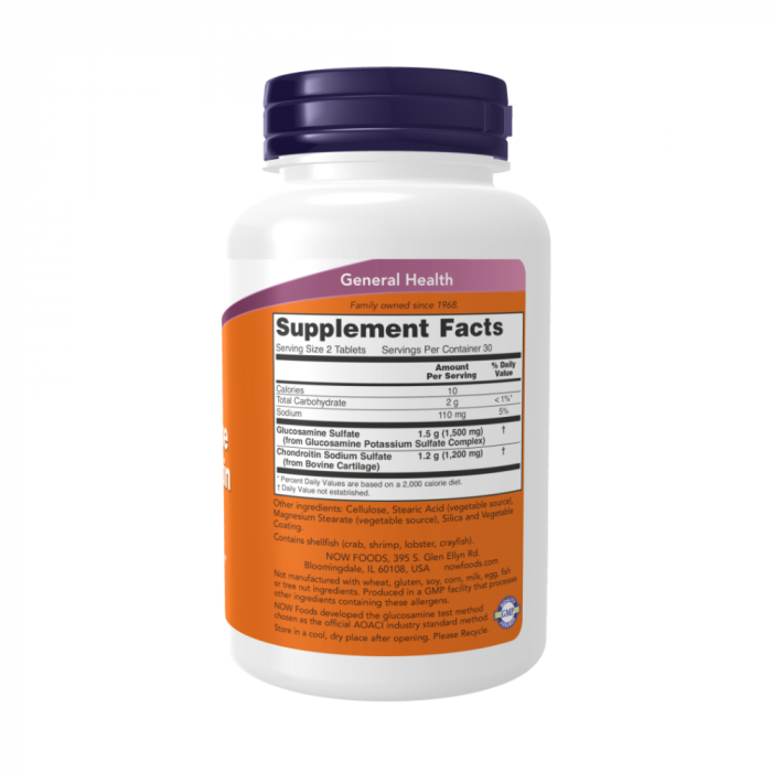 Хондропротектор Glucosamine & Chondroitin 2X 750/600 мг NOW (60 табл)