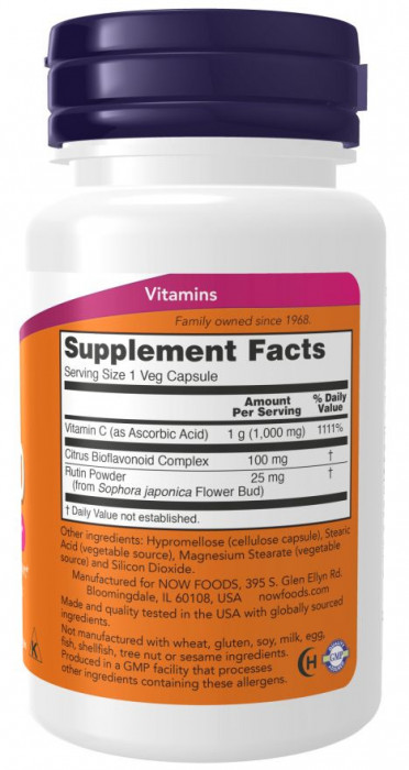 C-1000 (витамин С) 100 растительных капсул NOW Foods