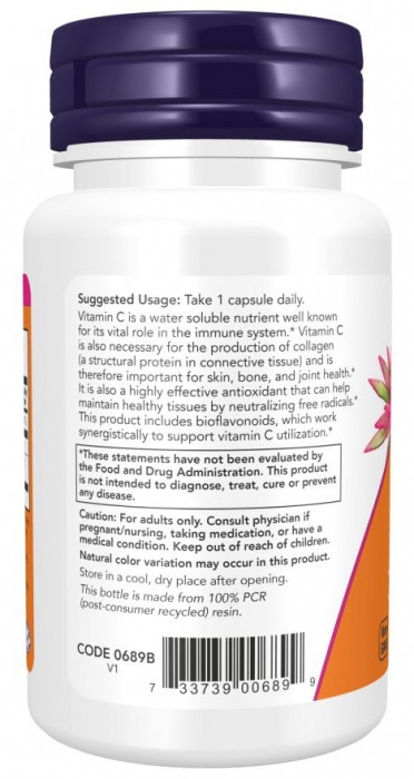 C-1000 (витамин С) 100 растительных капсул NOW Foods