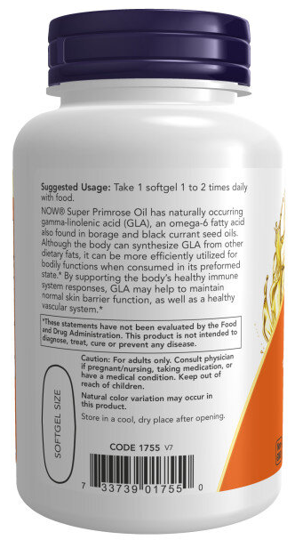 Super Primrose 1300 мг (Масло вечерней примулы) 60 желатиновых капсул NOW Foods