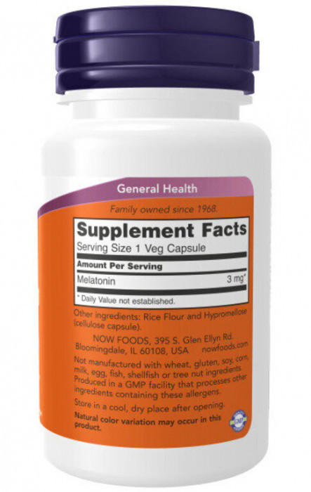 NOW Melatonin 3 мг (60 кап)