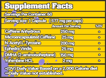 WTFLabz Kick Ass EPHEDRA+DMHA Fat Burner Caps
