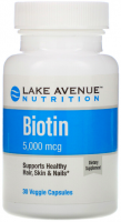Lake Avenue Nutrition Biotin (Биотин) 5000 mcg Veggie Capsules
