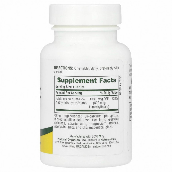 Фолиевая кислота Nature's Plus Folic Acid 800 мкг (90 табл)